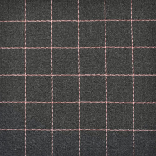 Aperçu du tissu en laine à carreaux gris et rose pâle de la collection Sérieusement Victor.
